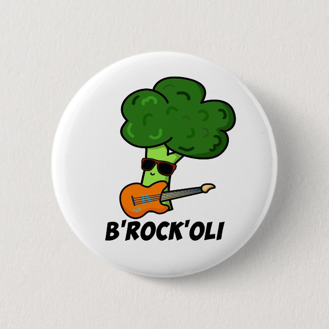 B-Rock-Oli Funny Rocker Broccoli Pun  6 Cm Round Badge (Front)