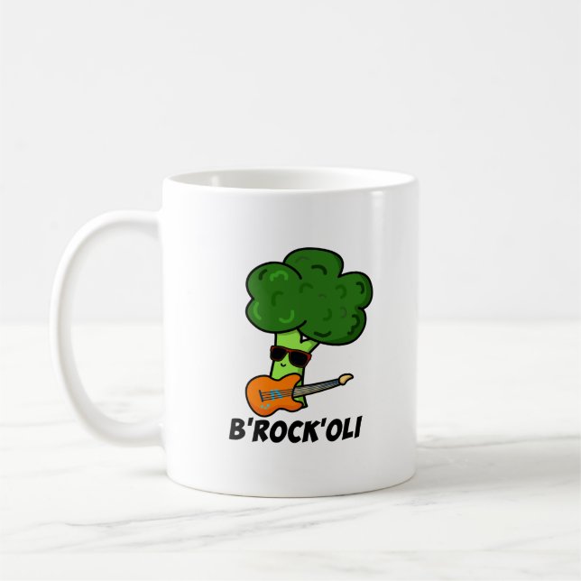 B-Rock-Oli Funny Rocker Broccoli Pun  Coffee Mug (Left)