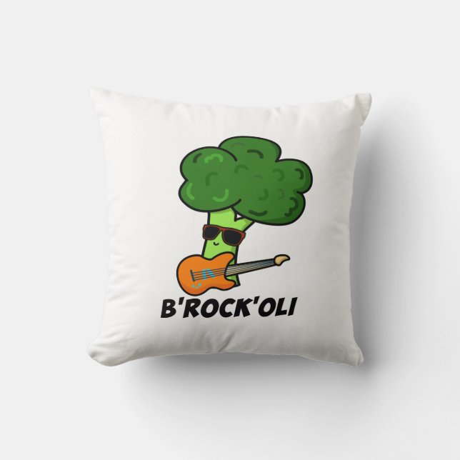 B-Rock-Oli Funny Rocker Broccoli Pun  Cushion (Front)