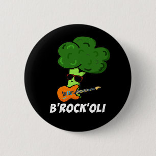 B-Rock-Oli Funny Rocker Broccoli Pun Dark BG 6 Cm Round Badge