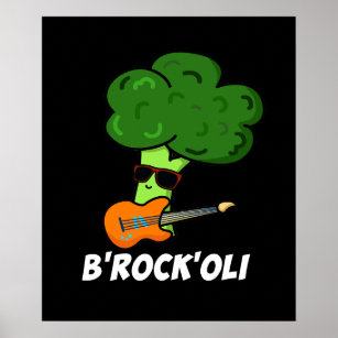 B-Rock-Oli Funny Rocker Broccoli Pun Dark BG Poster