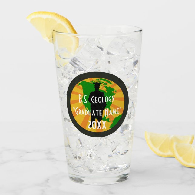B.S. Geology Graduation Logo (Male Graduate) Glass (Front Ice)