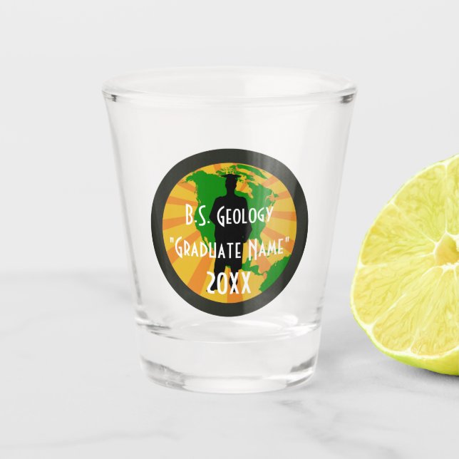 B.S. Geology Graduation Logo (Male Graduate) Shot Glass (Front)