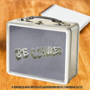 B Schooled Grey-Wht (Slate) Metal Lunch Box