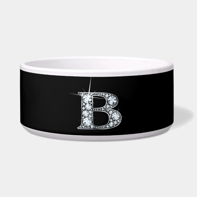 B Script "Diamond Bling" Pet Bowl (Front)