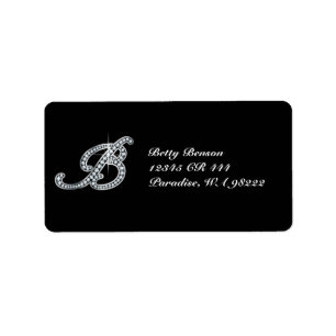 B Script Faux-"Diamond Bling" Label