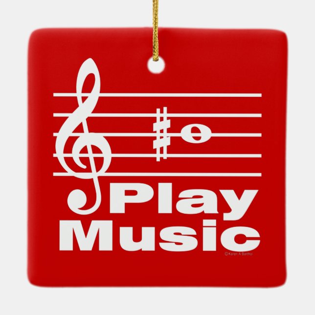 B Sharp Musical Notation Ceramic Ornament (Back)