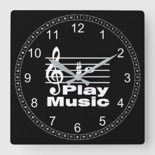 B Sharp Musical Notation Square Wall Clock