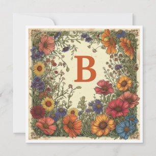 "B" Trinidad Orange: Bloom & Monogram Holiday Card