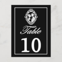 B&W Antique Ornate Silhouetted Bride & Groom Table