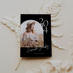 B&W Arch Modern Minimalist Photo Graduation Party Invitation