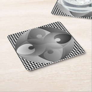 B/W Balance by Kenneth Yoncich Square Paper Coaster
