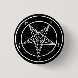 B/W Baphomet Pentagram Sigil 1.25" pin back button