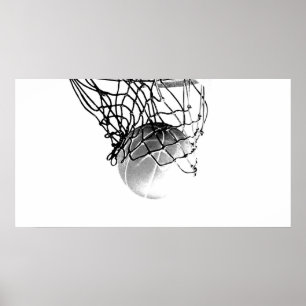 B&W Basketball Ball Print Post