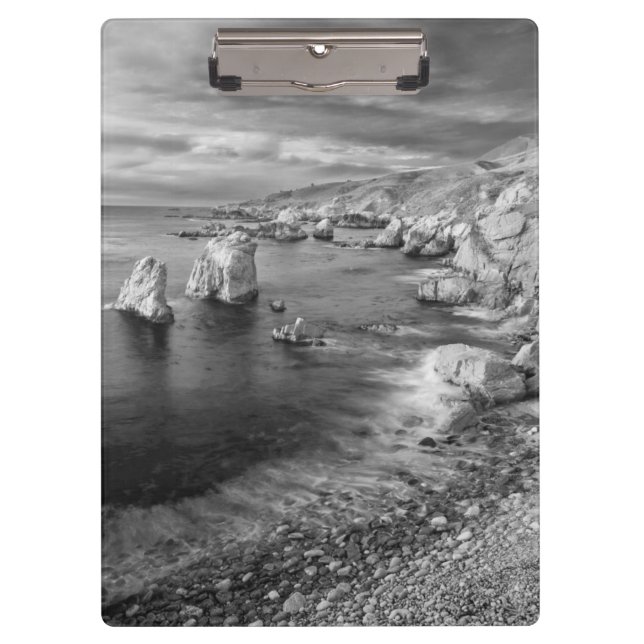 B&W beach coastline, California Clipboard (Front)