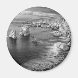 B&W beach coastline, California Magnet