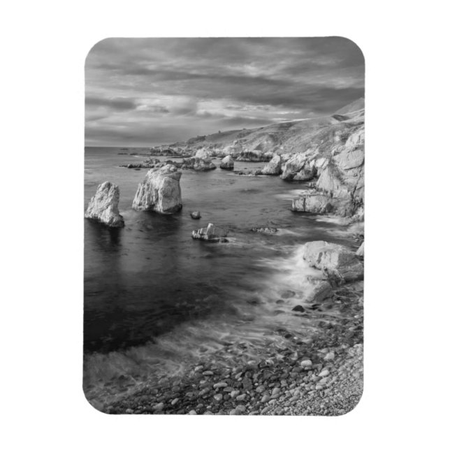 B&W beach coastline, California Magnet (Vertical)