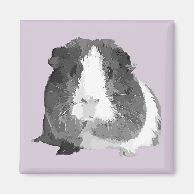 B&W 'Betty' Guinea Pig Fridge Magnet (Front)
