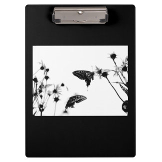 B/W Butterfly on a Flower Clipboard