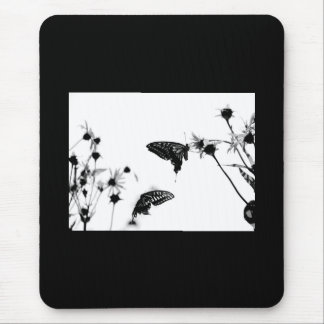 B/W Butterfly on a Flower  Mouse Mat