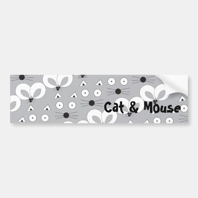 B&W Cat & Mouse Bumper Sticker (Front)