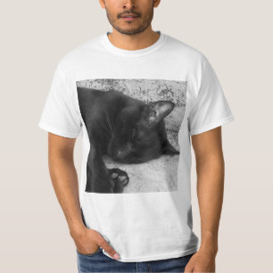 B&W - Cat Sleeping T-Shirt