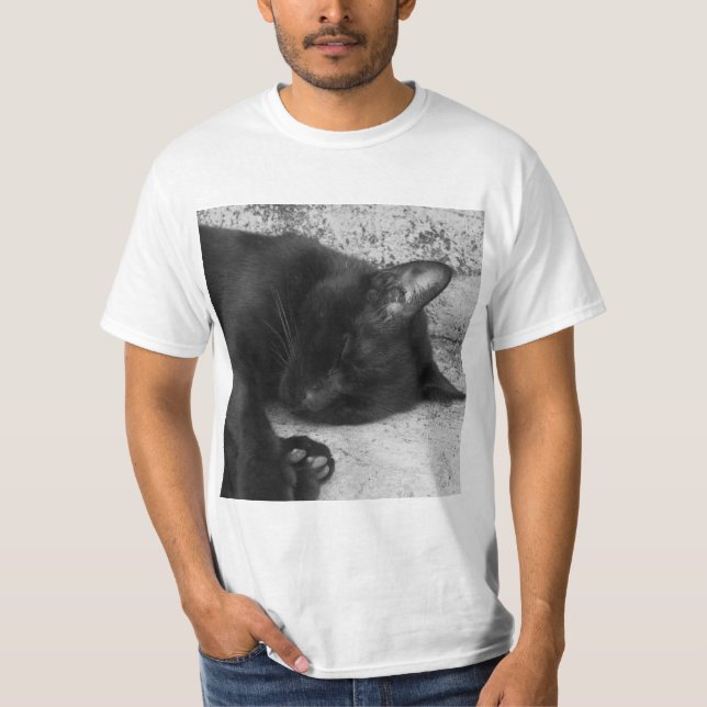 B&W - Cat Sleeping T-Shirt (Front)