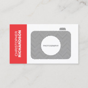 B&W CHEVRON STRIPES CAMERA LOGO Business Card