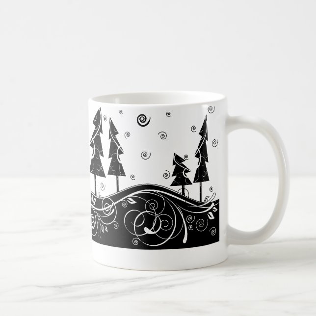 b&w Christmas trees Coffee Mug (Right)