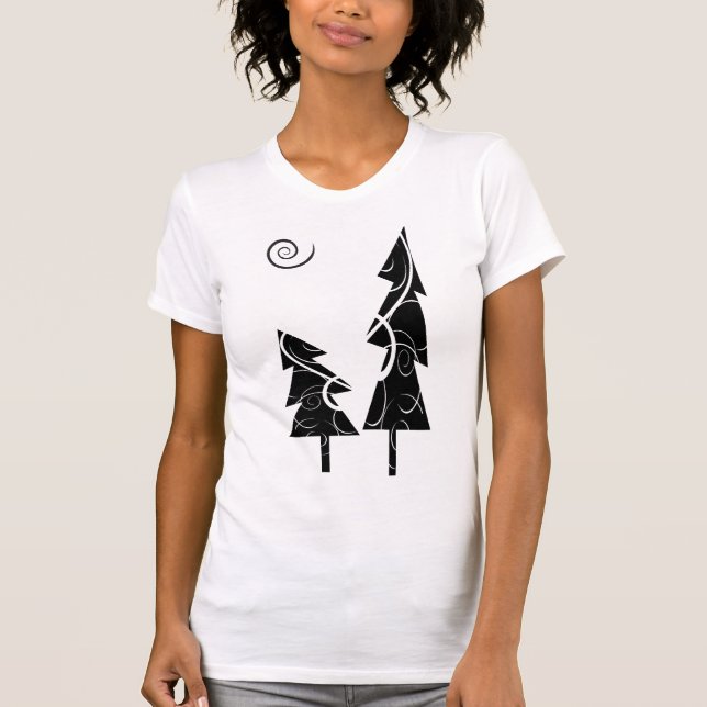 b&w Christmas trees T-Shirt (Front)