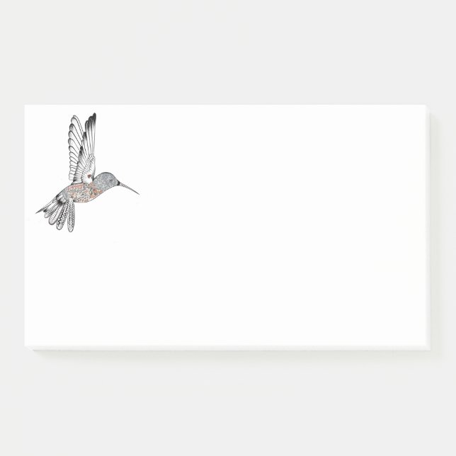 B + W Colourized Hummingbird Post-it Notes (Front)