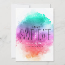 (B&W) Creative Modern Watercolor Save the Date