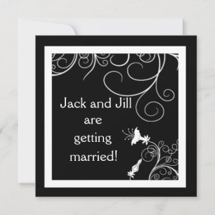 B & W Custom Invitations with Art Deco Design