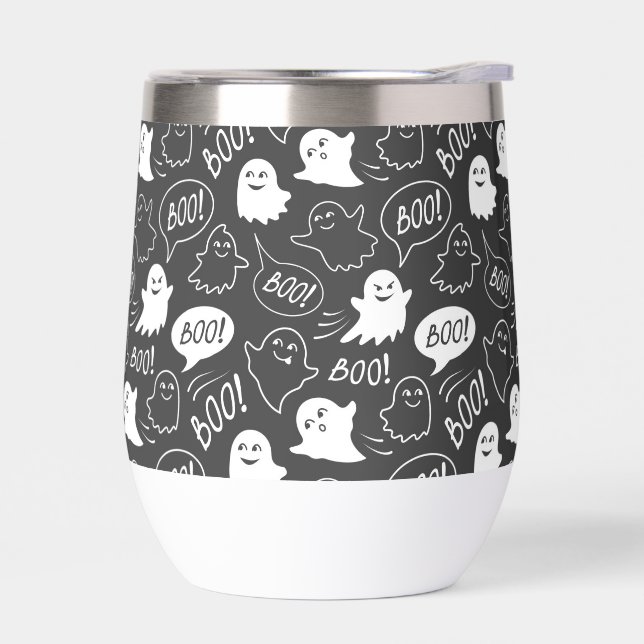 B&W Cute Doodle Halloween Pattern (Left)