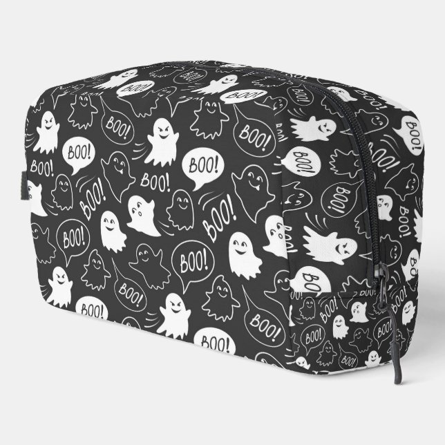 B&W Cute Doodle Halloween Pattern Dopp Kit (Right Corner)
