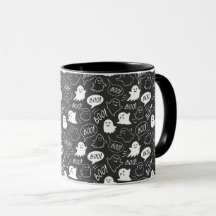 B&W Cute Doodle Halloween Pattern Mug
