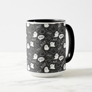 B&W Cute Doodle Halloween Pattern Mug