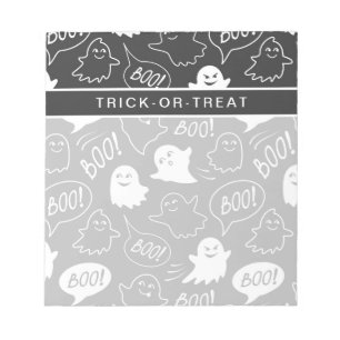 B&W Cute Doodle Halloween Pattern Notepad