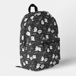 B&W Cute Doodle Halloween Pattern Printed Backpack