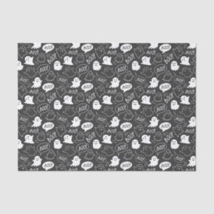 B&W Cute Doodle Halloween Pattern Tissue Paper