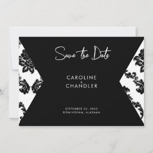 B/W Damask Photo  Wedding Save The Date