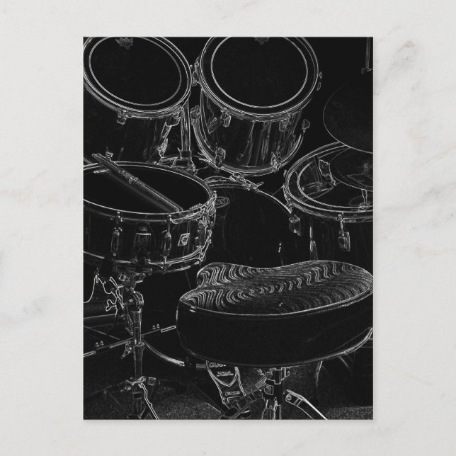 B/W Drumset 1 Postcard (Front)