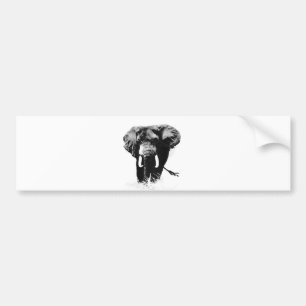 B&W Elephant Bumper Sticker