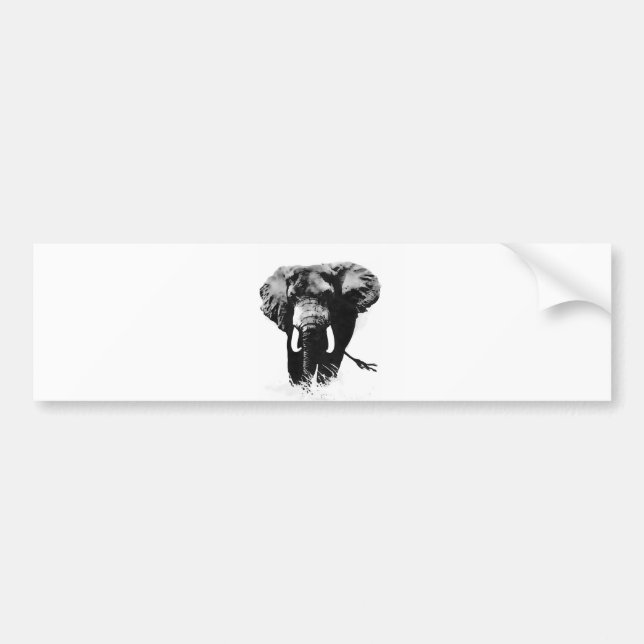 B&W Elephant Bumper Sticker (Front)