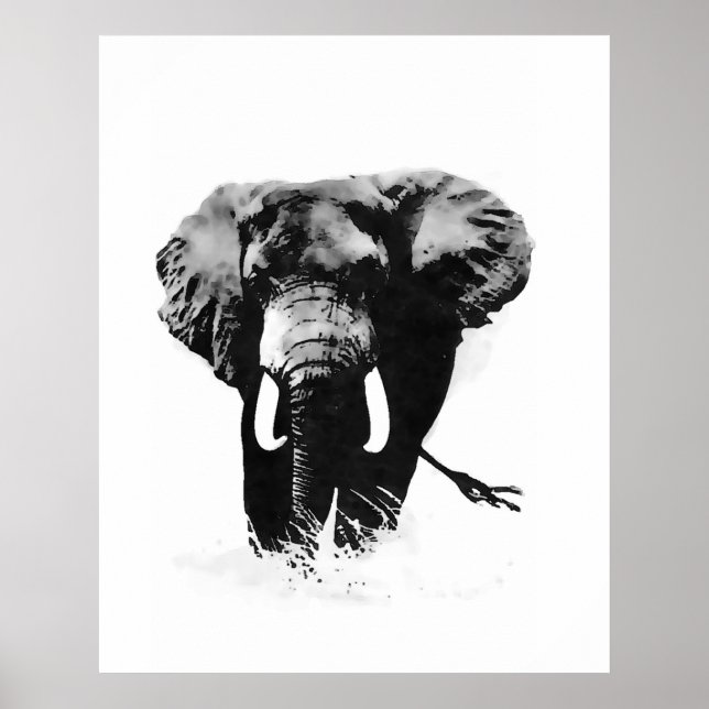 B&W Elephant Posters Prints (Front)