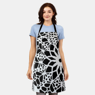 B & W Faux Crochet Pattern Apron