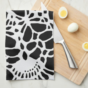 B & W Faux Crochet Pattern Kitchen Towel