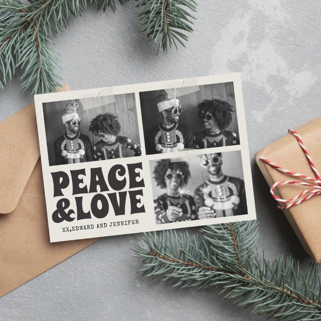 B&W Funky Groovy Merry Xmas Photo Christmas  Card (Creator Uploaded)