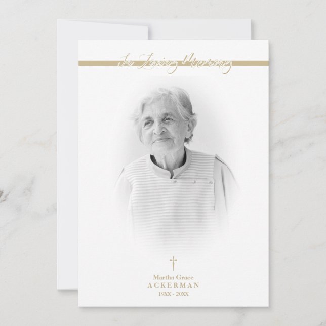 B&W Golden Photo Remembrance Service Dear Ones Card (Front)