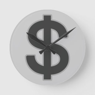 b&w graphic money symbol round clock
